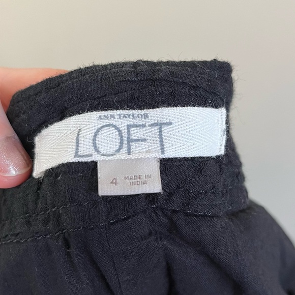 Ann Taylor LOFT Summer Stroll Skirt | Pleated Textured Black Mini Skirt - Picture 8 of 12